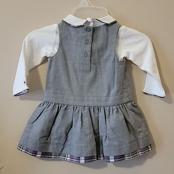 JANIE AND JACK 2-PIECE GRAY ROMPER DRESS AND ONESIE, SIZE 6-12 MONTHS - Picture 9 of 14